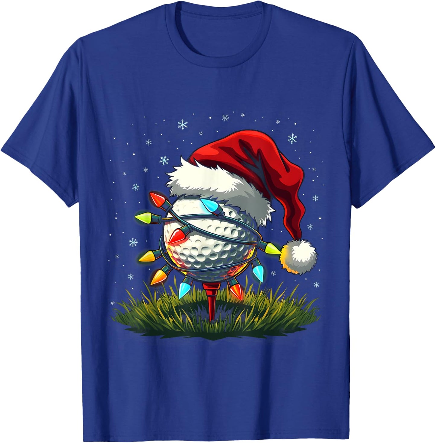 Funny Golf Ball Christmas Tree Santa Hat Xmas Men Women T-Shirt - T-Shirt | Royal