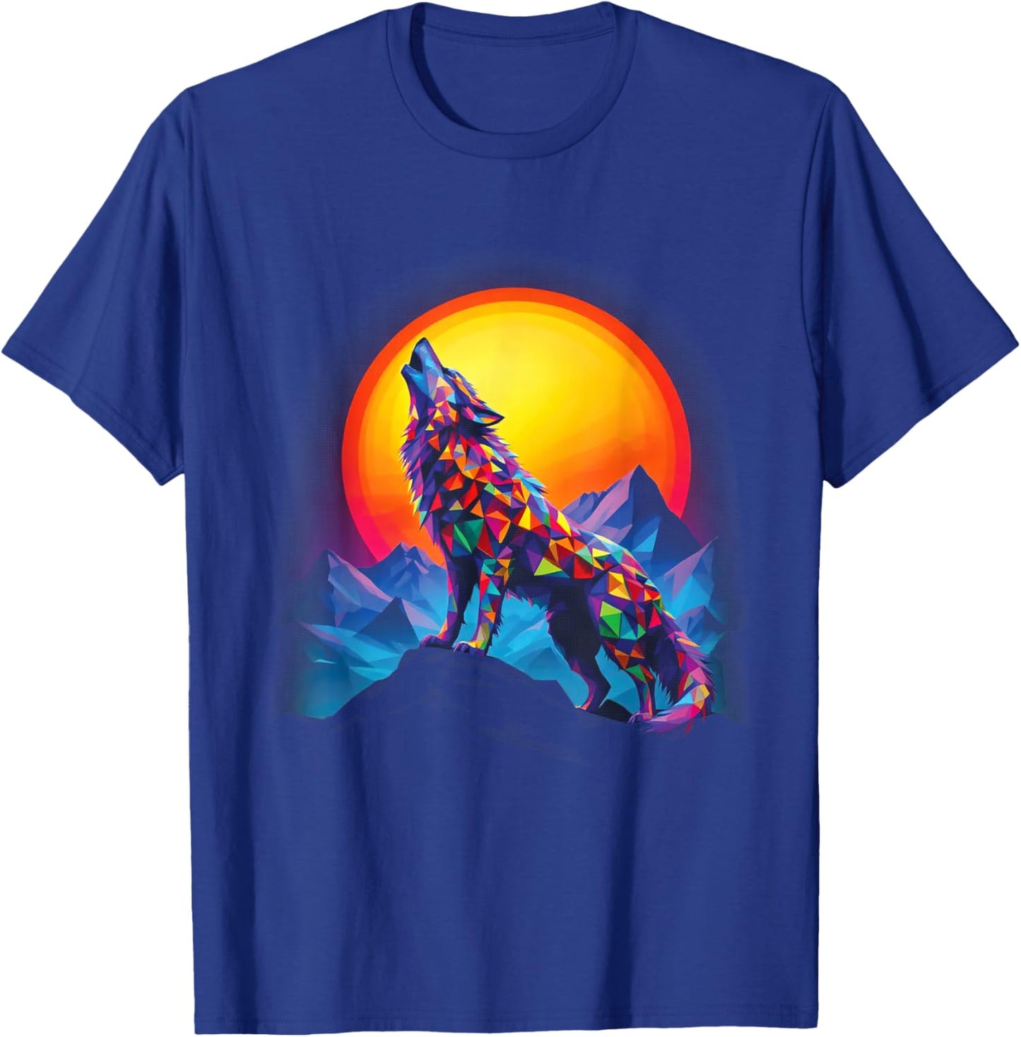 Wolf Forest Moon Vintage Cosmic Howling Wolf Lover Graphic T-Shirt - T-Shirt | Royal