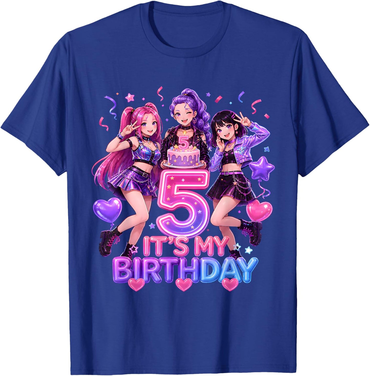 Kids It's My 5th K Pop Birthday Girl 5 Year Old K-Pop Bday T-Shirt - T-Shirt | Royal