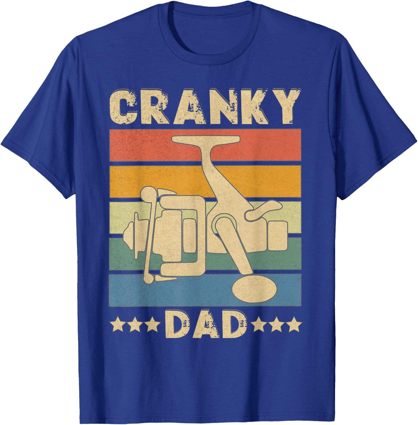 Cranky Dad Funny Fishing Reel Humor Father Fisherman Retro T-Shirt - T-Shirt | Royal