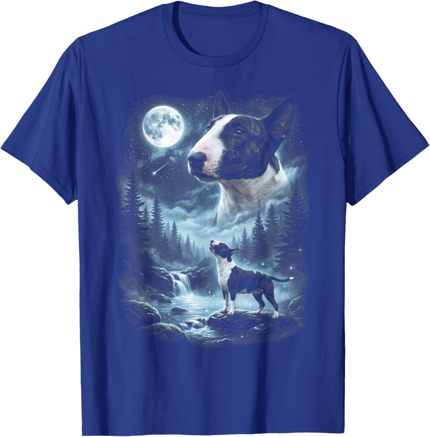 English Bull Terrier Howling to the Moon Retro 90's Dog T-Shirt - T-Shirt | Royal