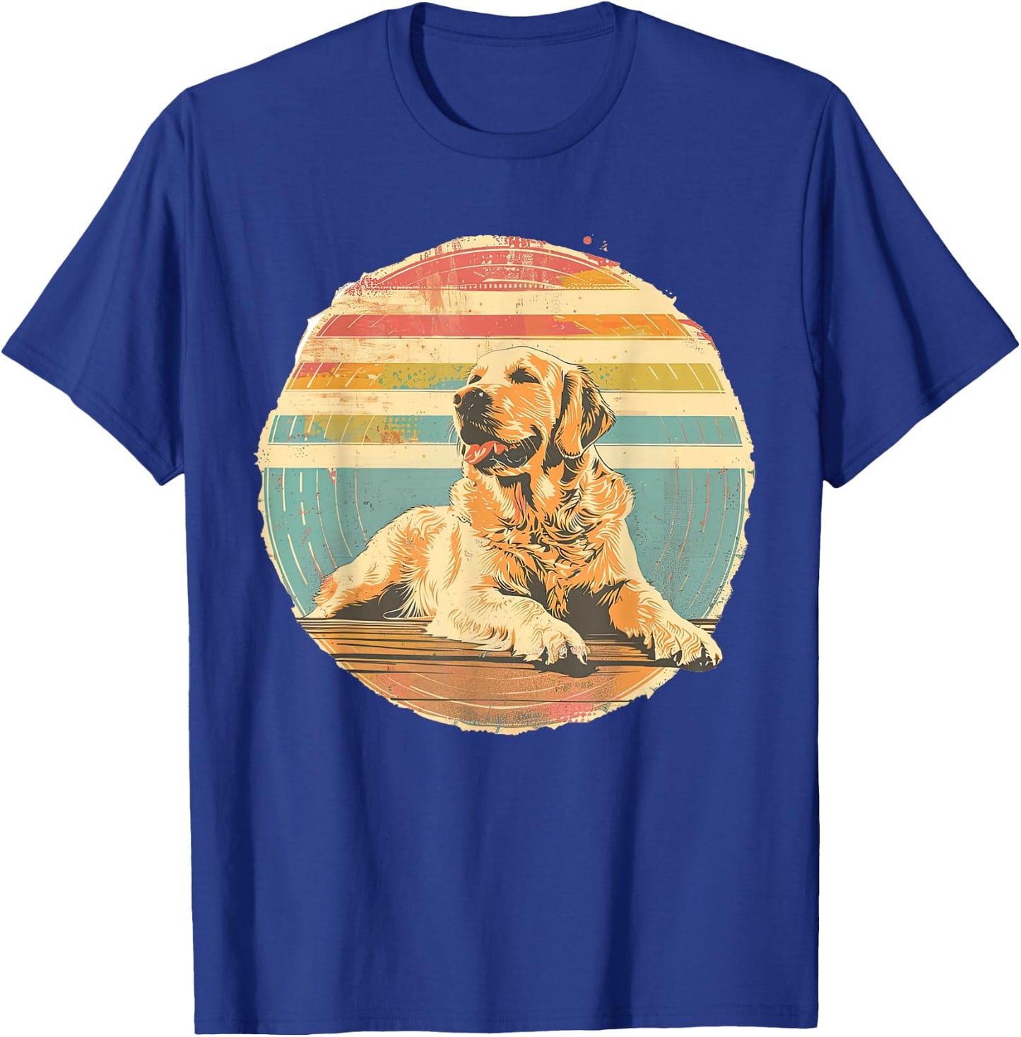 Golden Retriever Distressed Retro Sun Dog Lover T-Shirt - T-Shirt | Royal