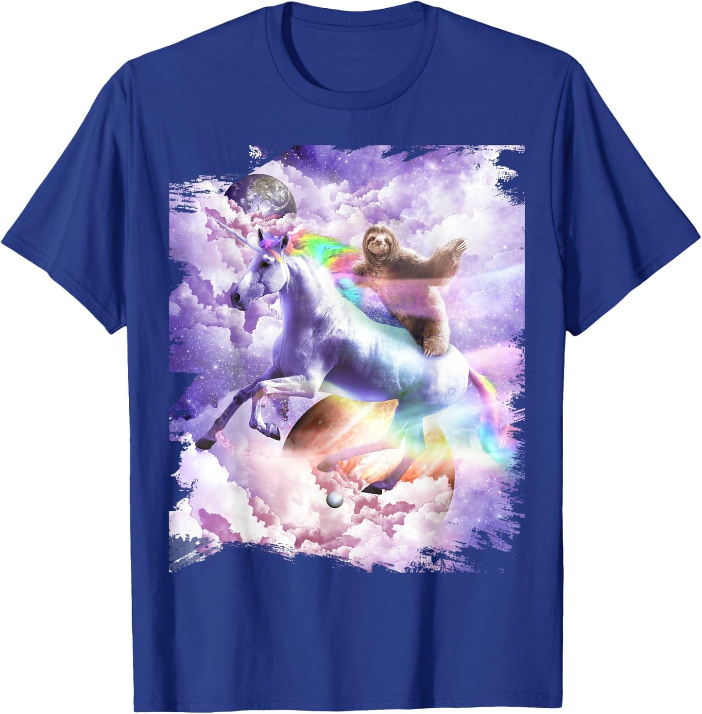 Space Sloth Riding On Unicorn T-Shirt - T-Shirt | Royal