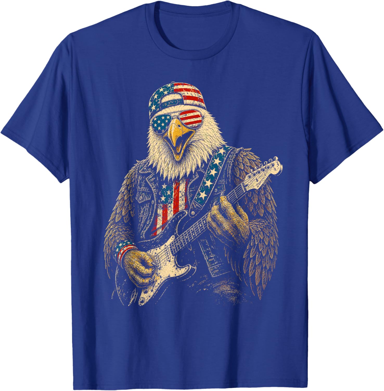 4th of July Patriotic Eagle Guitar 1776 2026 T-Shirt - T-Shirt | Royal