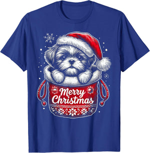 Merry Christmas Shih Tzu T-Shirt - T-Shirt | Royal