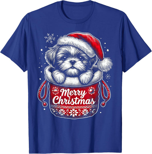 Merry Christmas Shih Tzu T-Shirt - T-Shirt | Royal