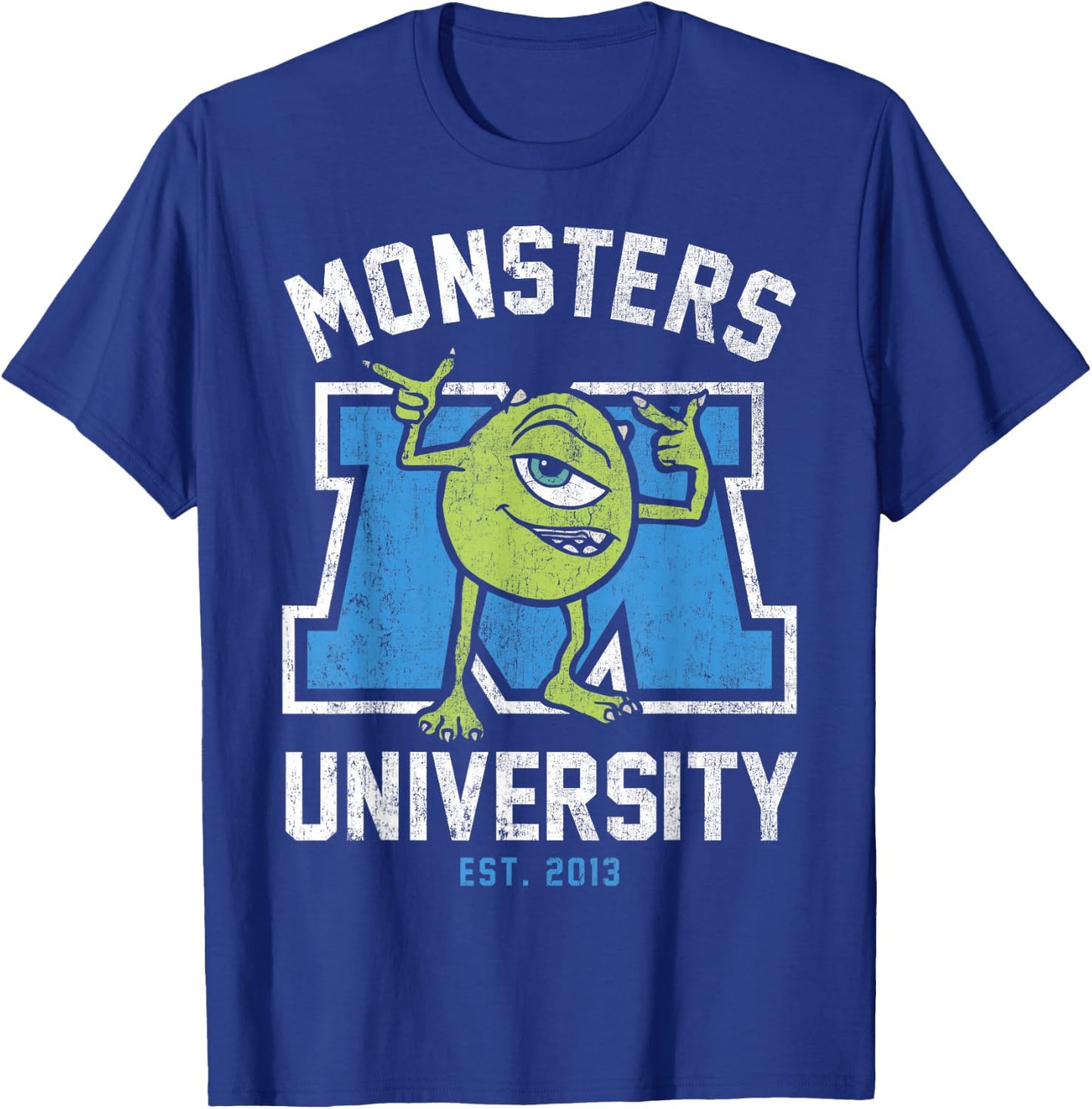Disney Pixar Monsters University Mike Collegiate Logo T-Shirt - T-Shirt | Royal