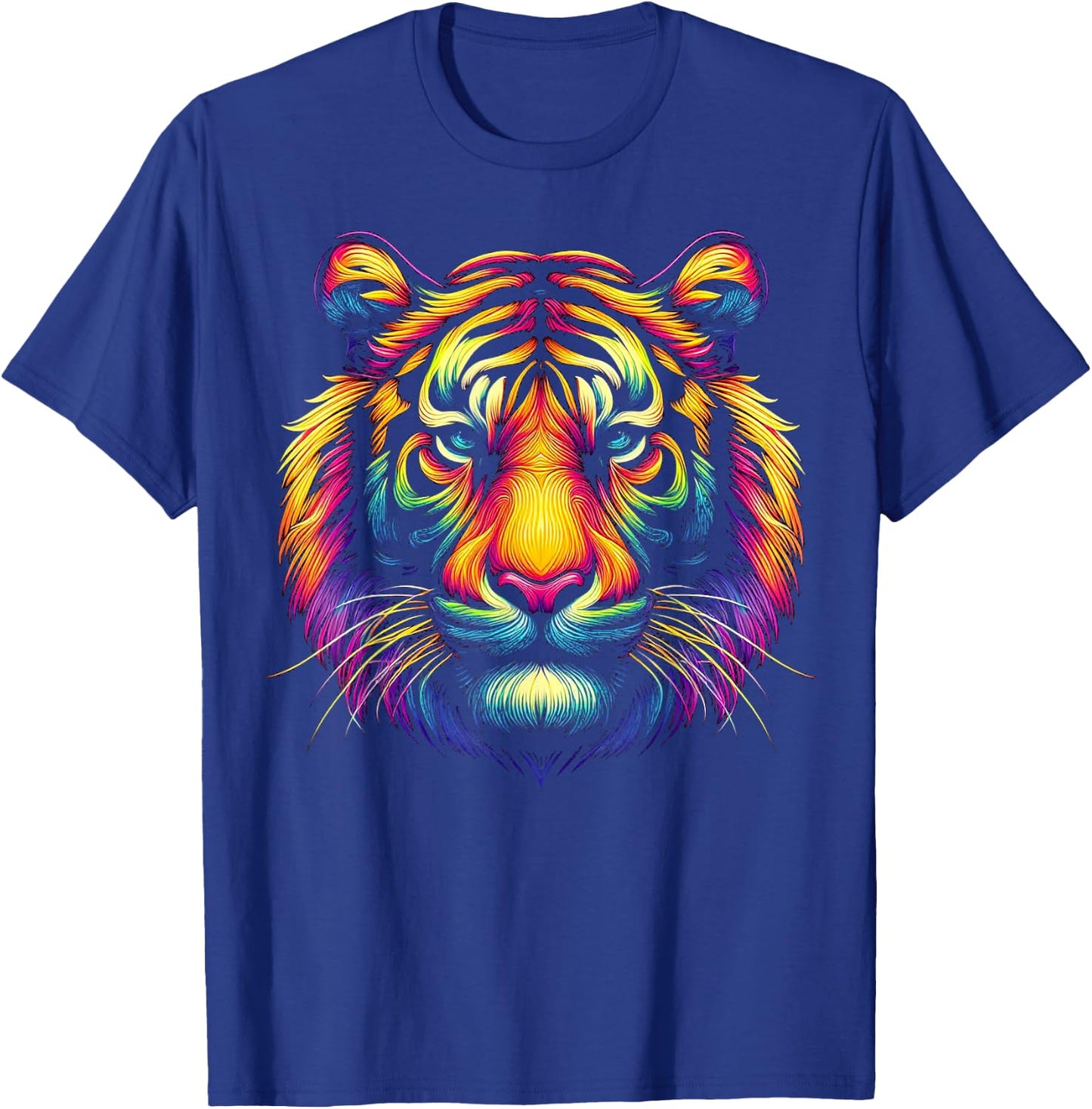 Tiger Face Wild Animal Colorful Tiger Men Kids T-Shirt - T-Shirt | Royal