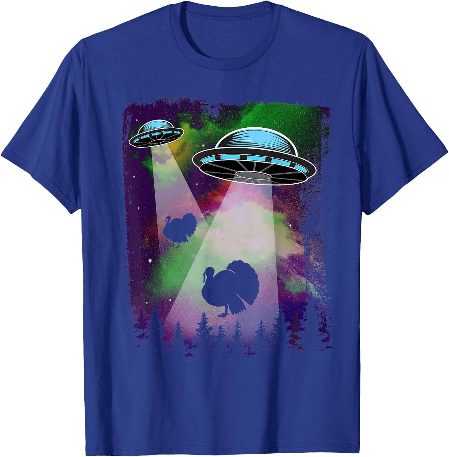 UFO Alien Thanksgiving Turkey Abduction Funny T-Shirt - T-Shirt | Royal