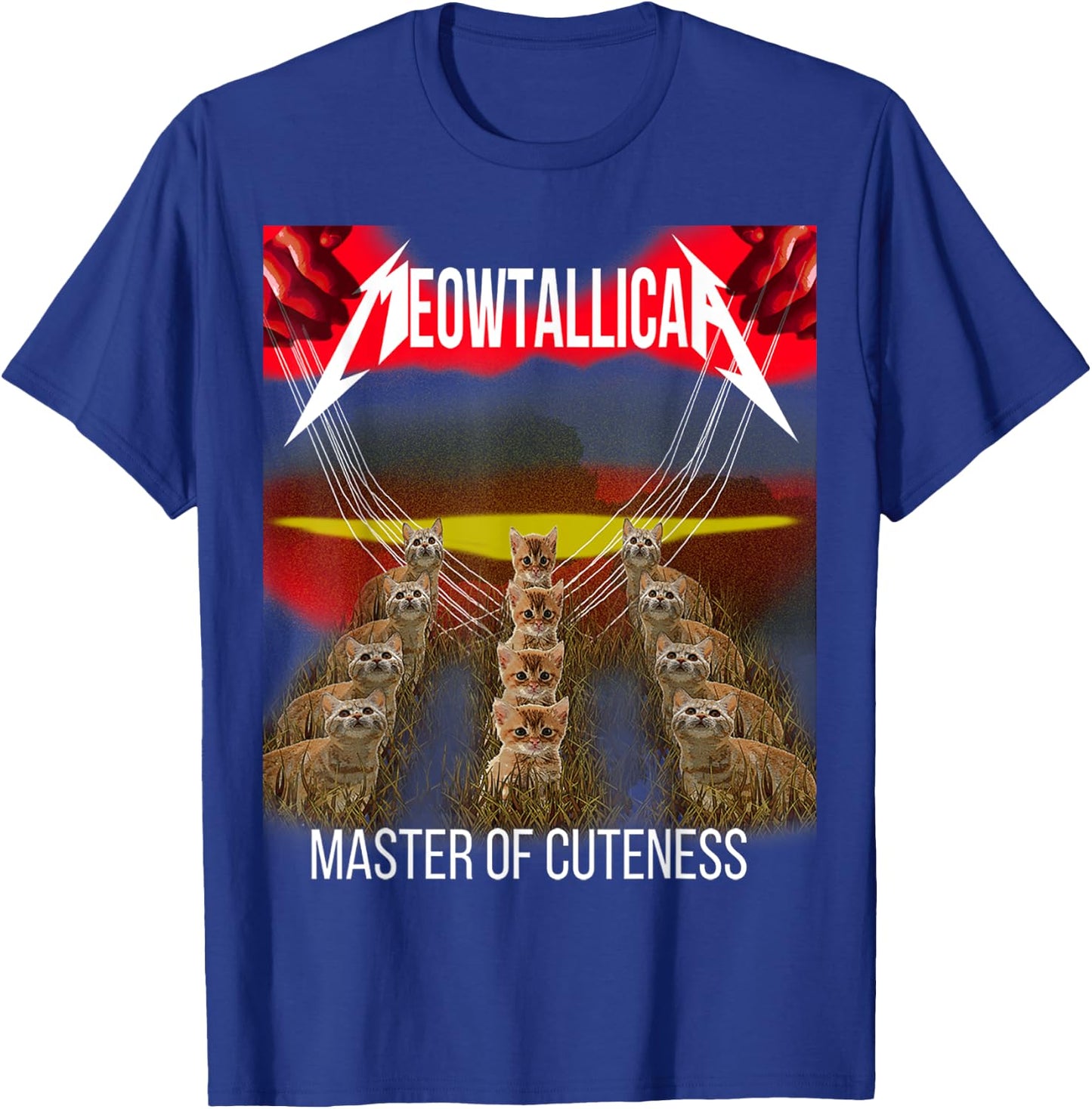 Meowtallica master of cuteness funny cat Men Women Kids T-Shirt - T-Shirt | Royal