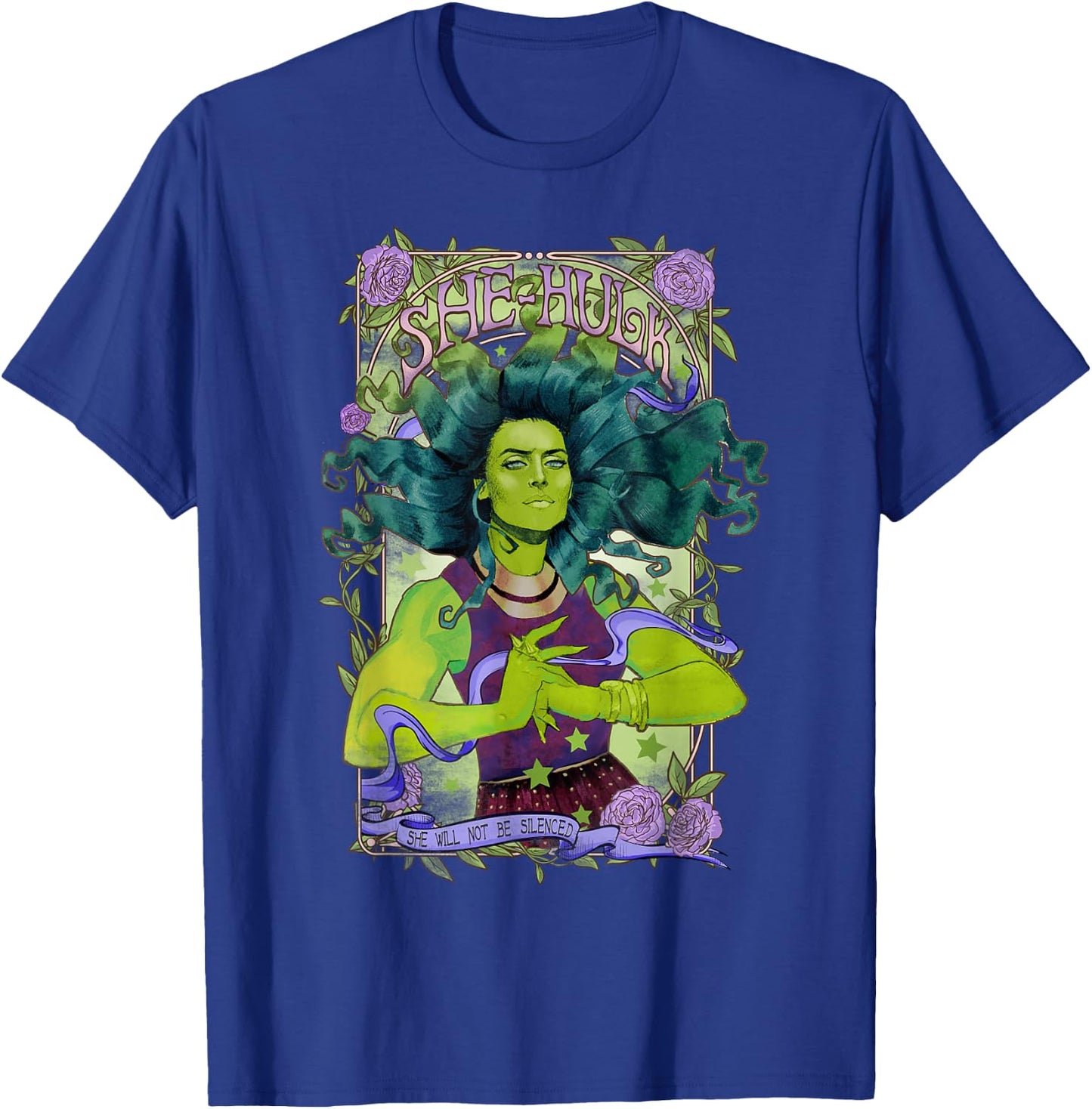 Marvel She-Hulk Vintage Floral Design Graphic T-Shirt - T-Shirt | Royal