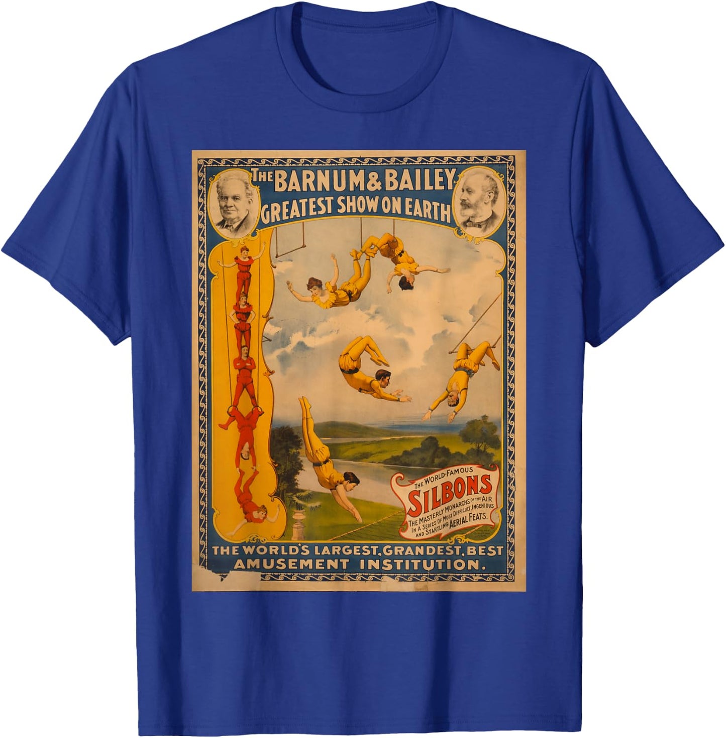 Vintage poster - Circus Trapeze Act Retro T-Shirt - T-Shirt | Royal