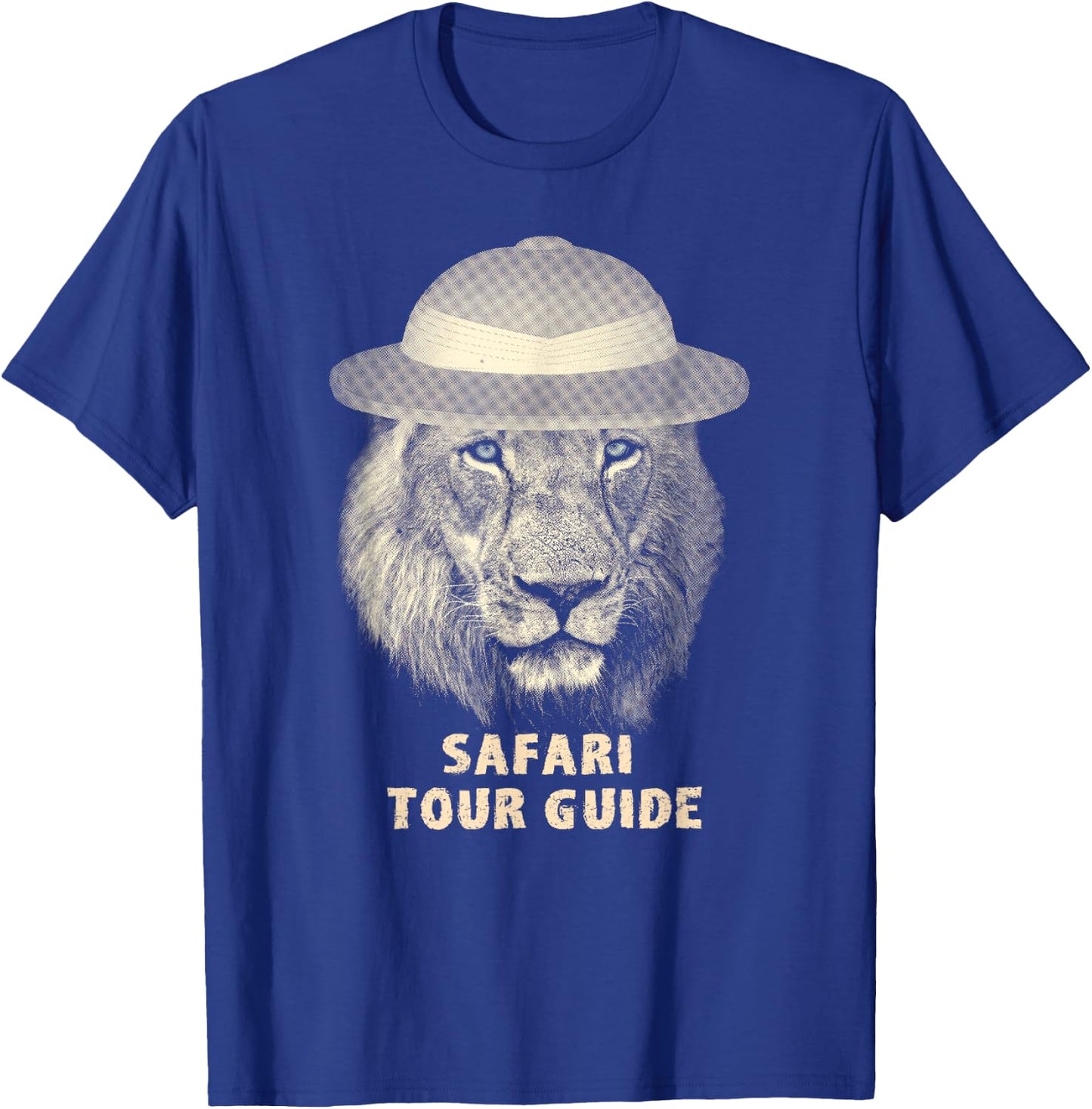Funny Lion in Pith Helmet Safari Tour Guide T-Shirt - T-Shirt | Royal