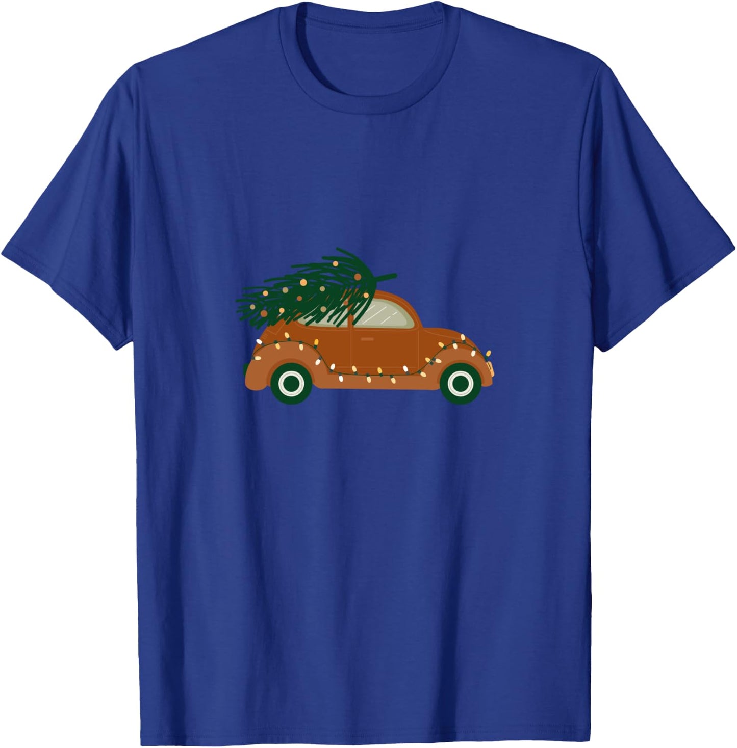 Vintage Car and Christmas Tree Lights T-Shirt - T-Shirt | Royal