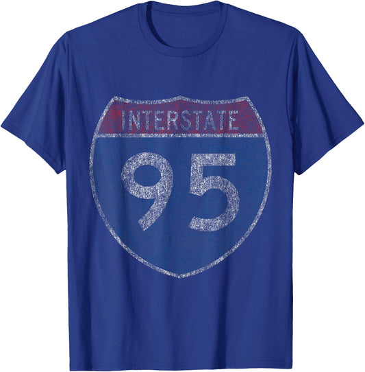 Highway Thru Time U.S. Interstate I95 - Women's Classic Fit Black Short Sleeve - Small T-Shirt - T-Shirt | Royal
