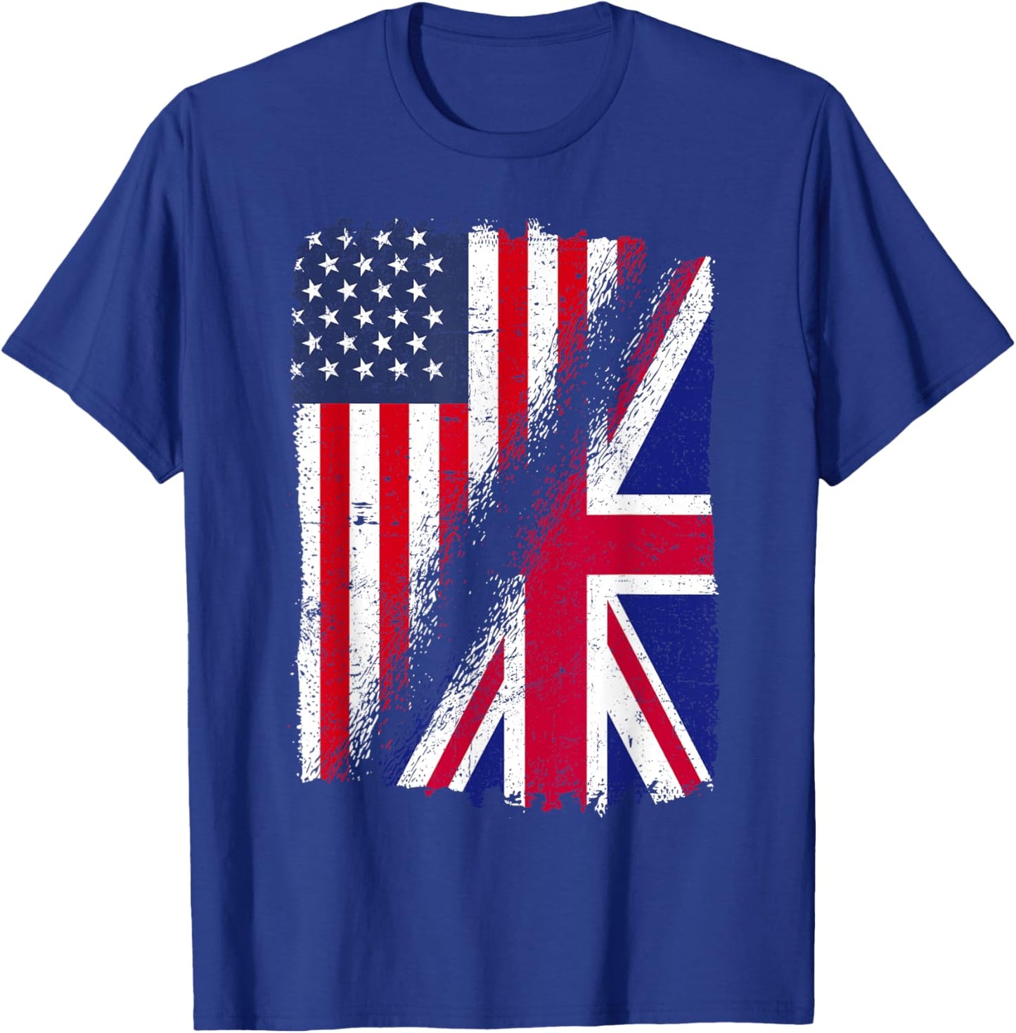 Half American Half British Flag USA Pride Dual Heritage T-Shirt - T-Shirt | Royal