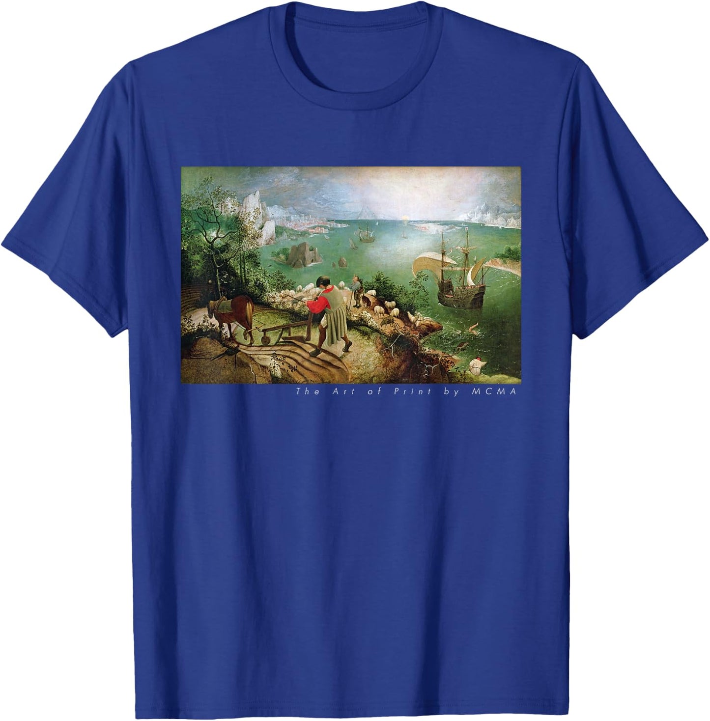 Landscape with the Fall of Icarus, Fine Art Print Graphic T-Shirt - T-Shirt | Royal