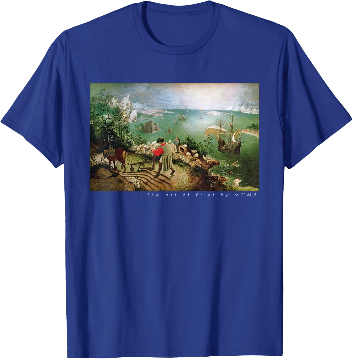 Landscape with the Fall of Icarus, Fine Art Print Graphic T-Shirt - T-Shirt | Royal