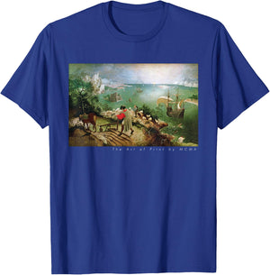Landscape with the Fall of Icarus, Fine Art Print Graphic T-Shirt - T-Shirt | Royal