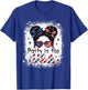 Party In USA Girls 4th of July Shirt Daughter Messy Bun USA T-Shirt - T-Shirt | Royal