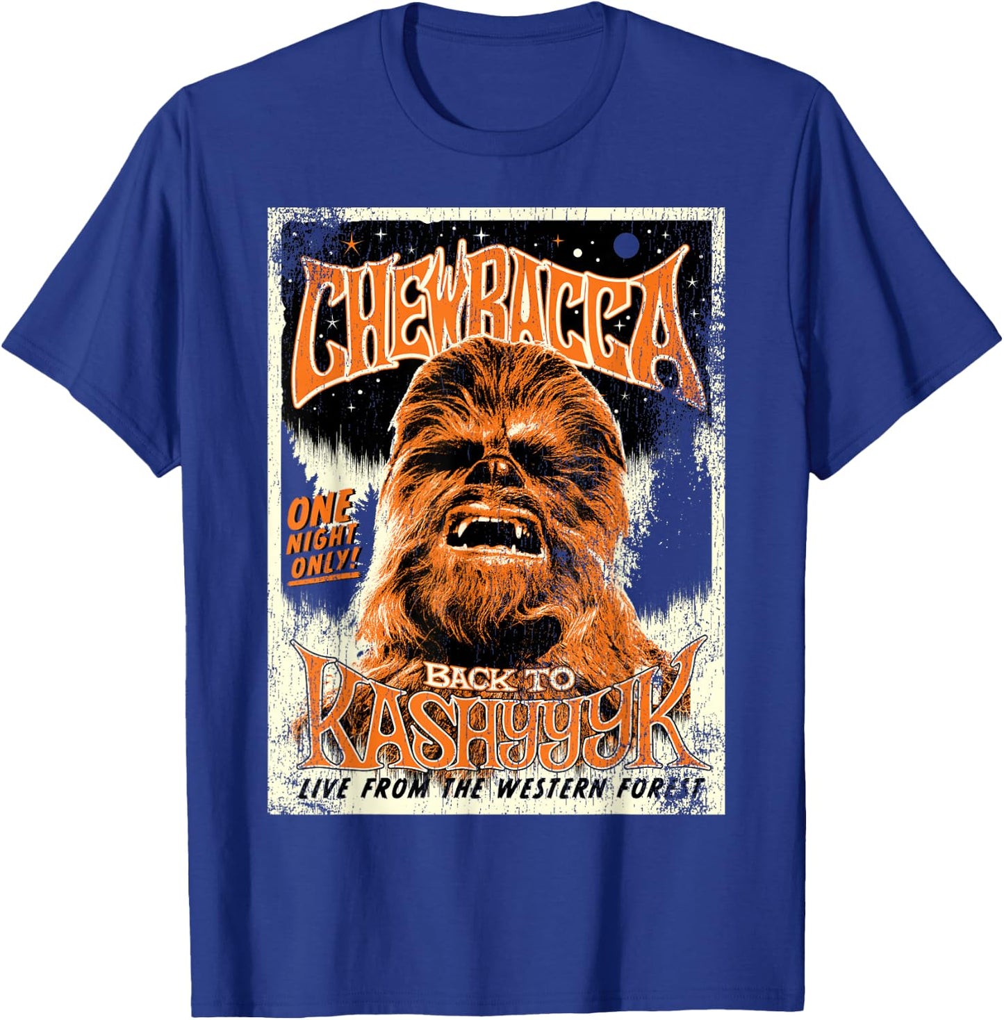 Star Wars Chewbacca Vintage Concert Back To Kashyyyk Poster T-Shirt - T-Shirt | Royal