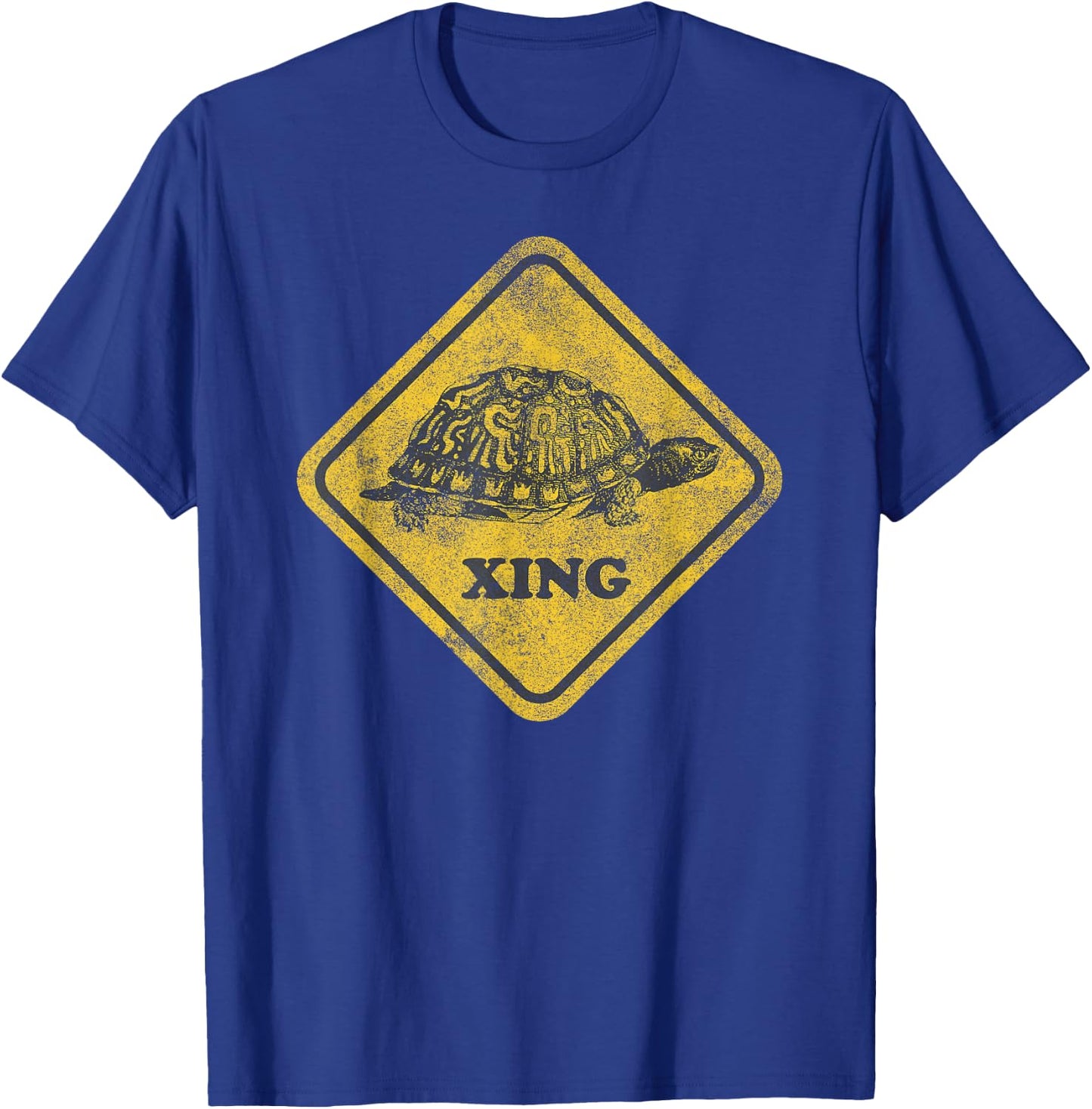 Turtle Crossing Road Sign | Box Turtle T-Shirt - T-Shirt | Royal