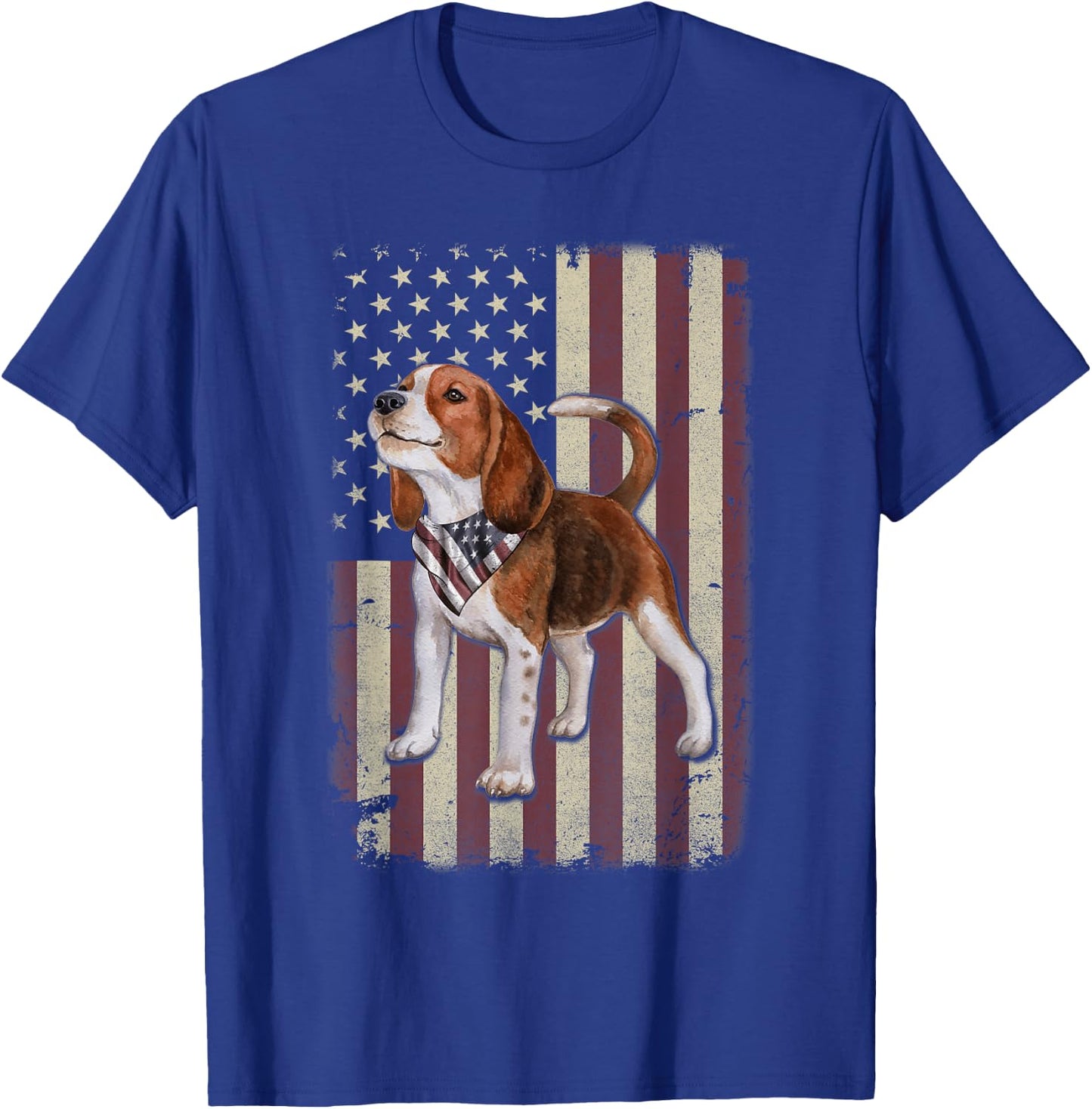 Beagle American Flag Bandana Patriotic 4th of July T-Shirt - T-Shirt | Royal