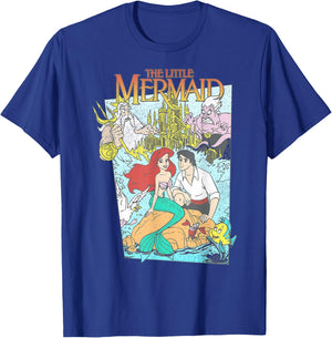 Disney The Little Mermaid Vintage Retro Movie Cover Graphic T-Shirt - T-Shirt | Royal