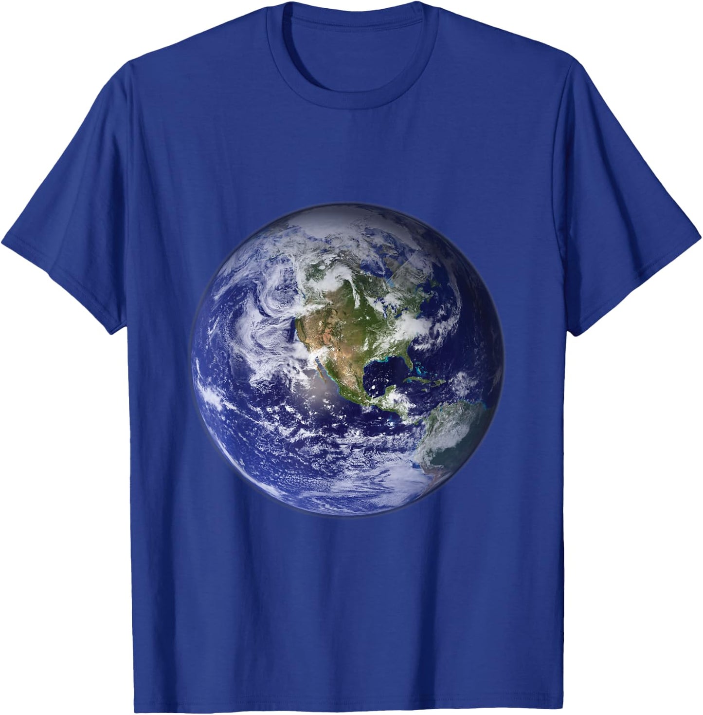 Earth Planet, Flat, Earth North America Globe Space Clouds T-Shirt - T-Shirt | Royal