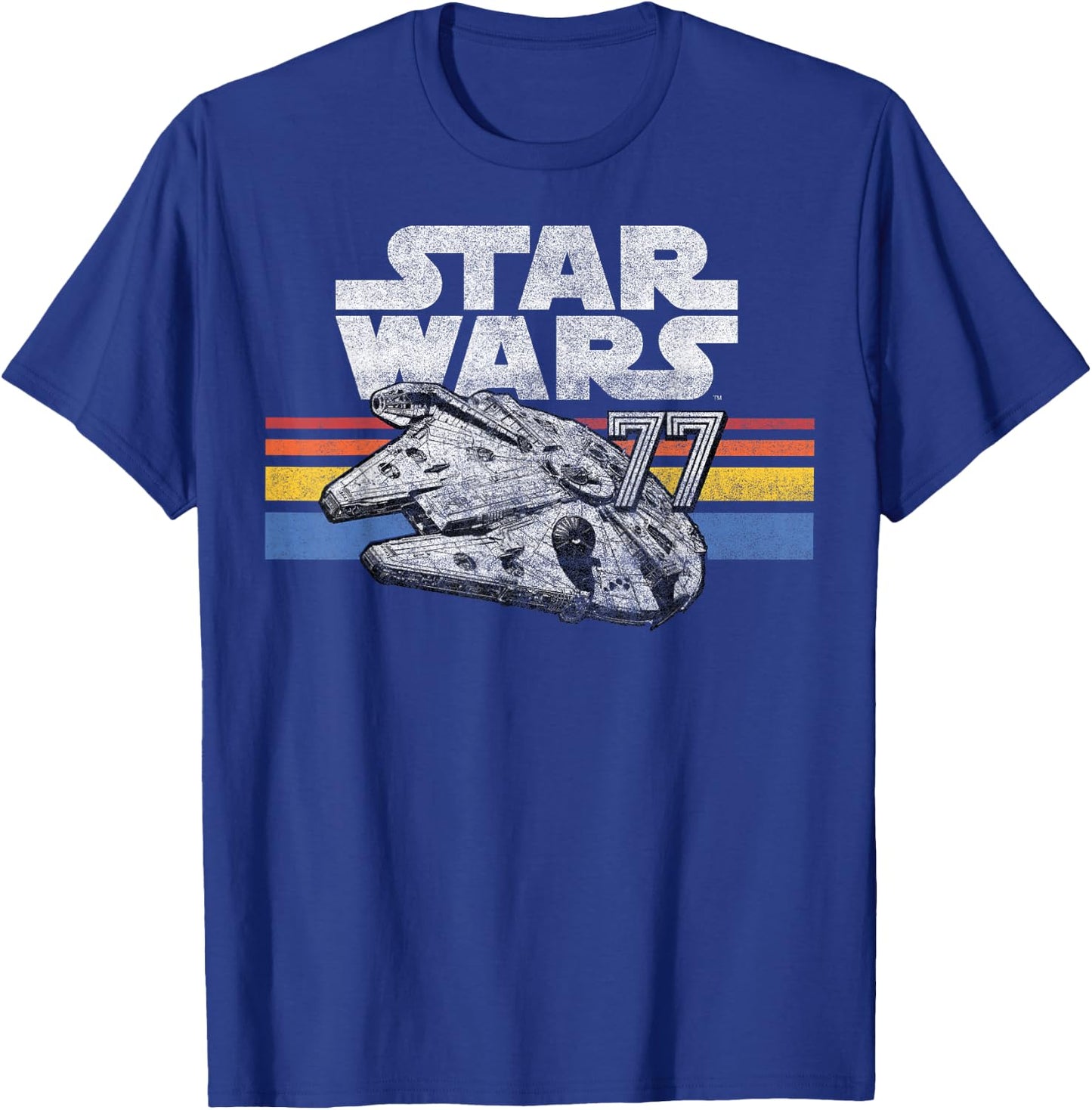 Star Wars Millennium Falcon 77 Retro Lines Logo T-Shirt - T-Shirt | Royal