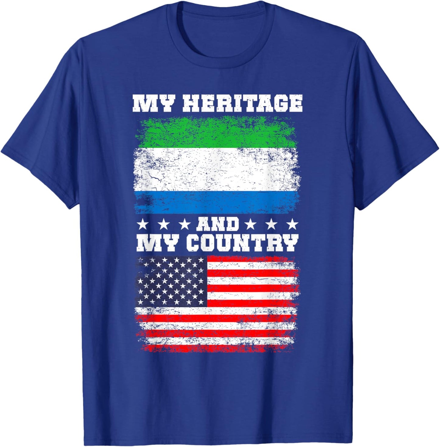 Sierra Leonean Heritage American Outfit US Sierra Leone Flag T-Shirt - T-Shirt | Royal