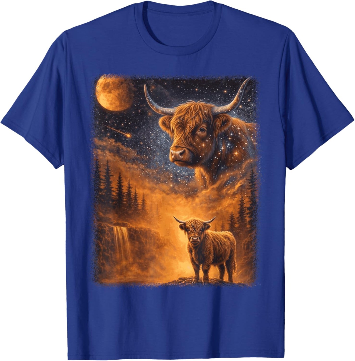 Highland Cow Howling to The Moon Funny Meme 90s Animal Lover T-Shirt - T-Shirt | Royal