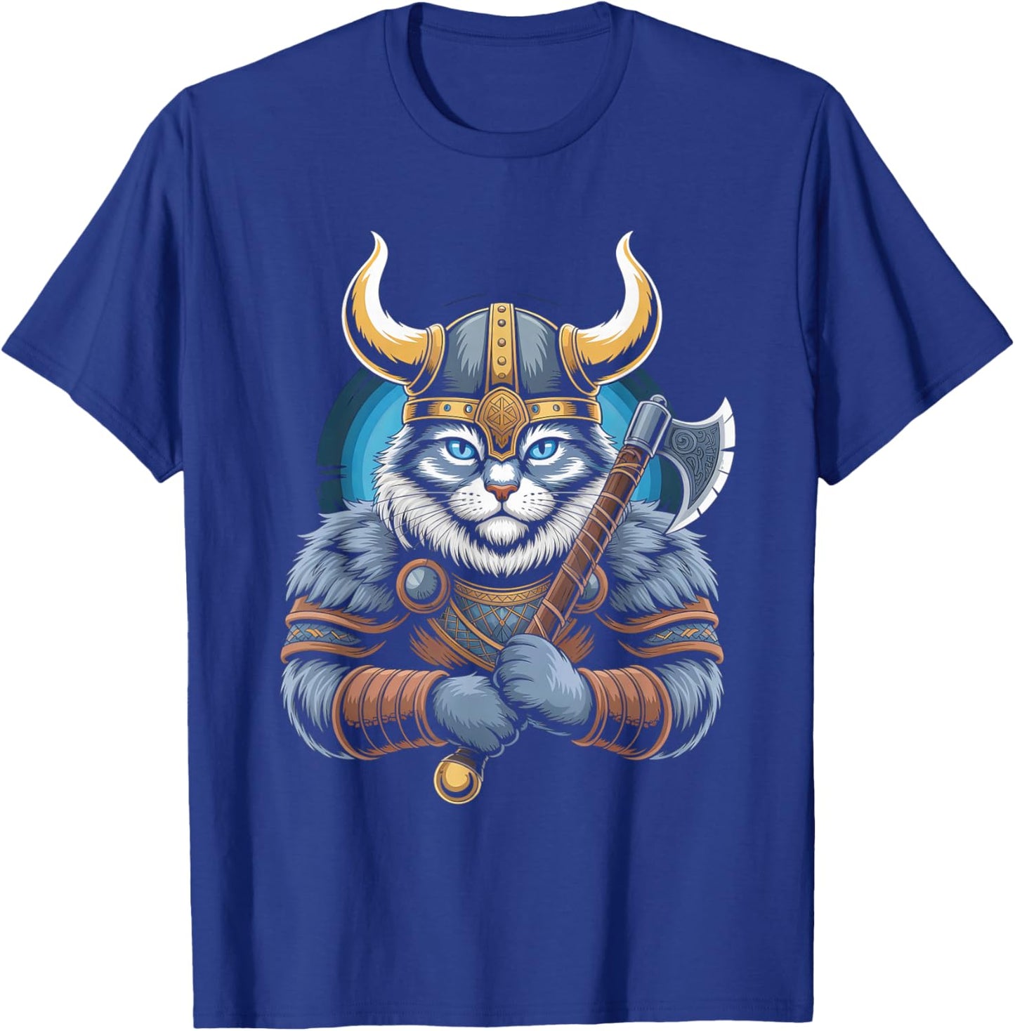 Cat of Odin Kitten as Celtic with Axes Valhalla Norse T-Shirt - T-Shirt | Royal