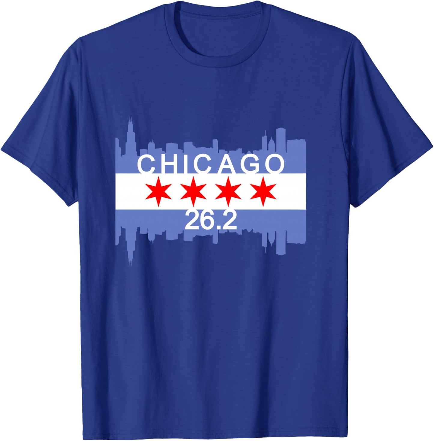 26.2 Mile Marathon Runner Chicago Flag Running Race Gift T-Shirt - T-Shirt | Royal