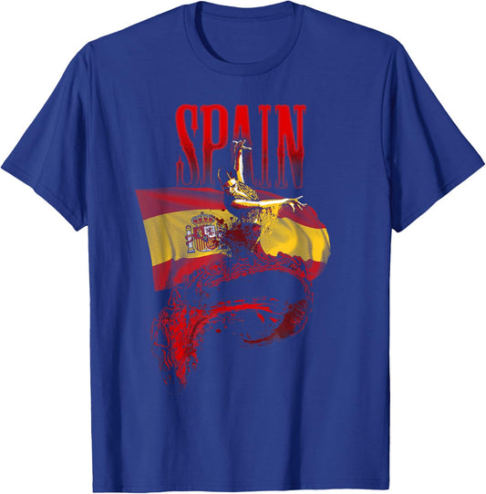 Flamenco Dancer Spain Flag Spanish Heritage Art T-Shirt - T-Shirt | Royal
