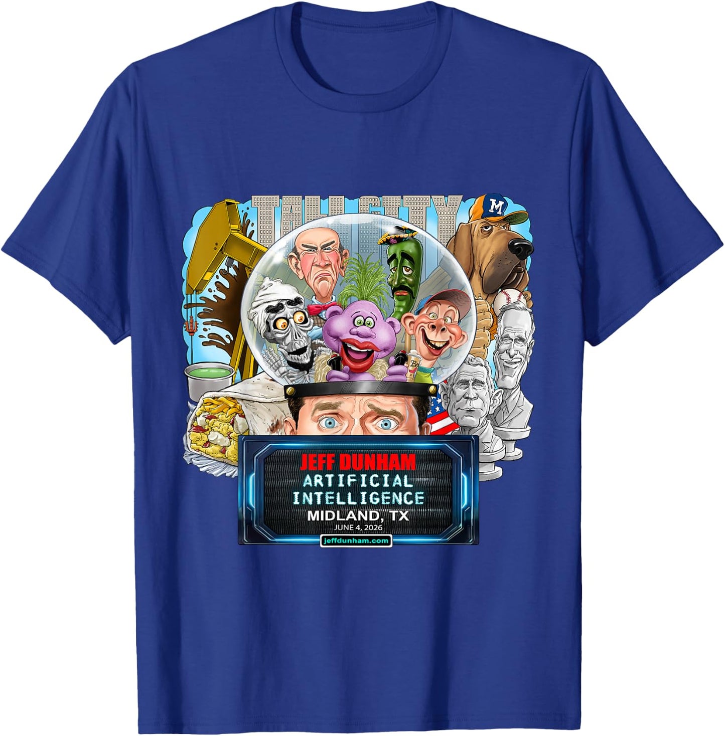Jeff Dunham Midland, TX (2026) T-Shirt - T-Shirt | Royal