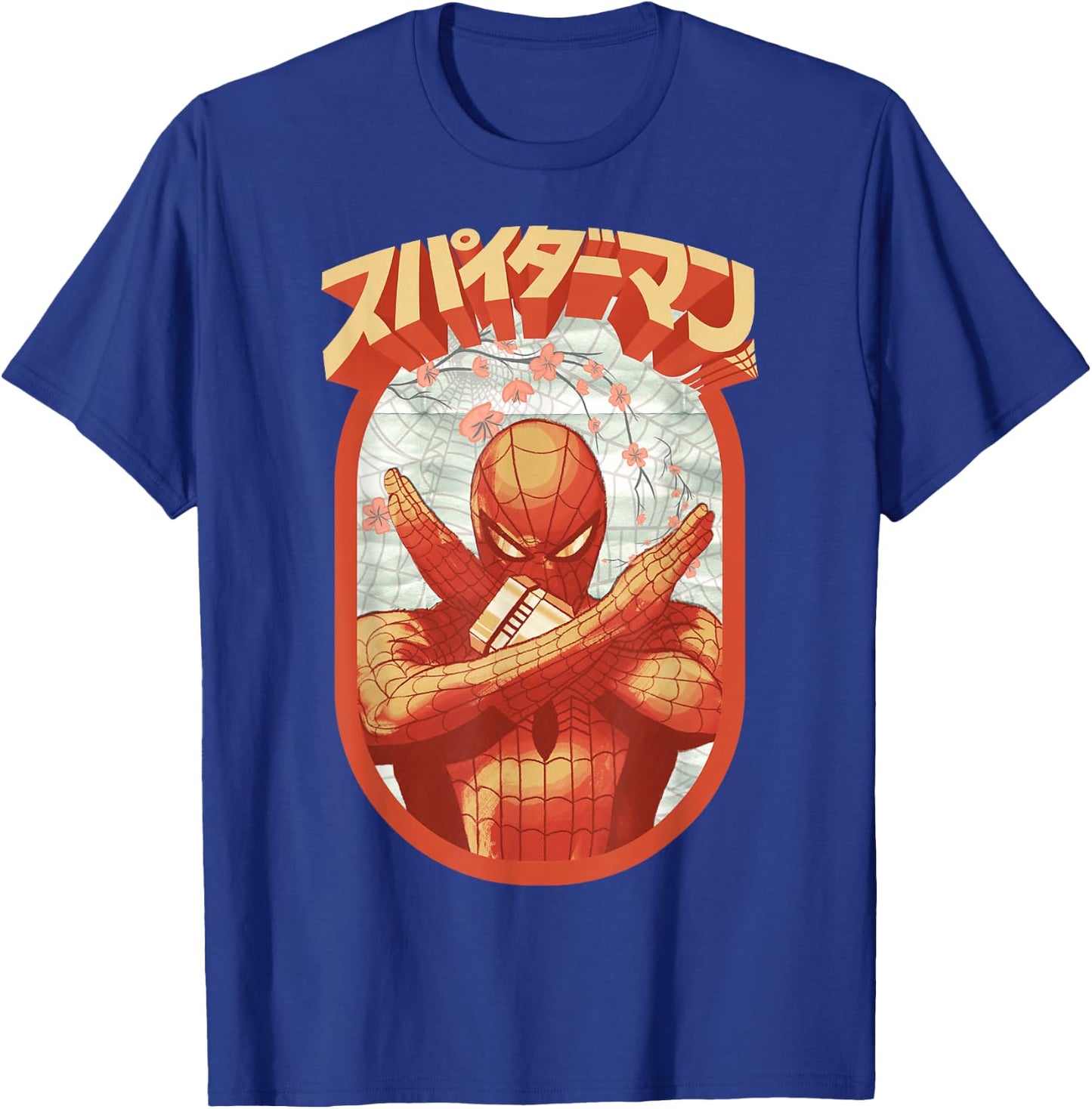 Marvel Spider-Man Retro Floral Kanji Poster Small T-Shirt - T-Shirt | Royal