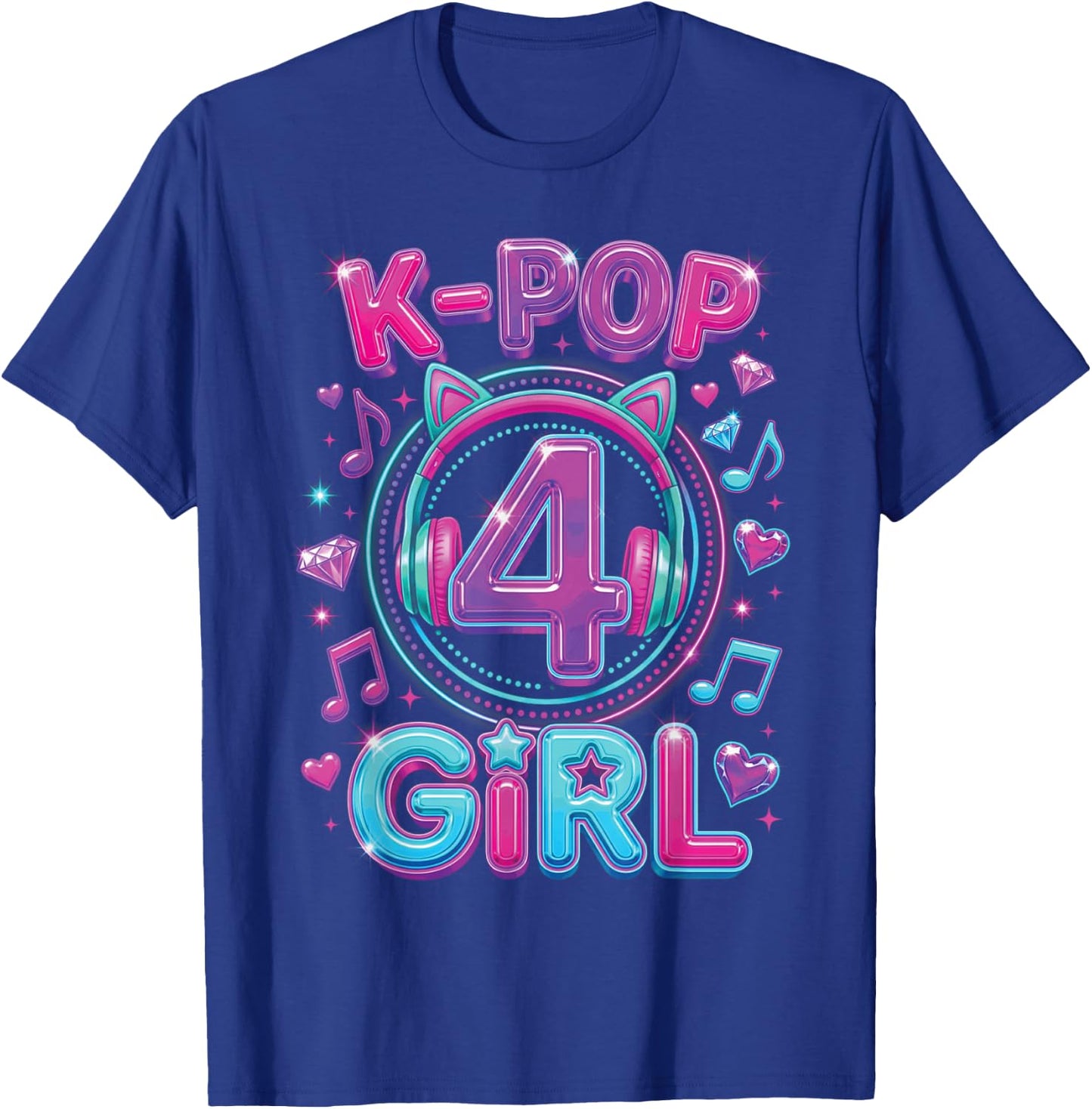 K-Pop 4th Birthday Girls 4 Year Old Girl T-Shirt - T-Shirt | Royal