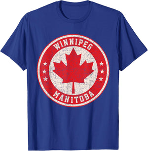 Winnipeg Manitoba Canada Maple Leaf Sign Distressed Print T-Shirt - T-Shirt | Royal