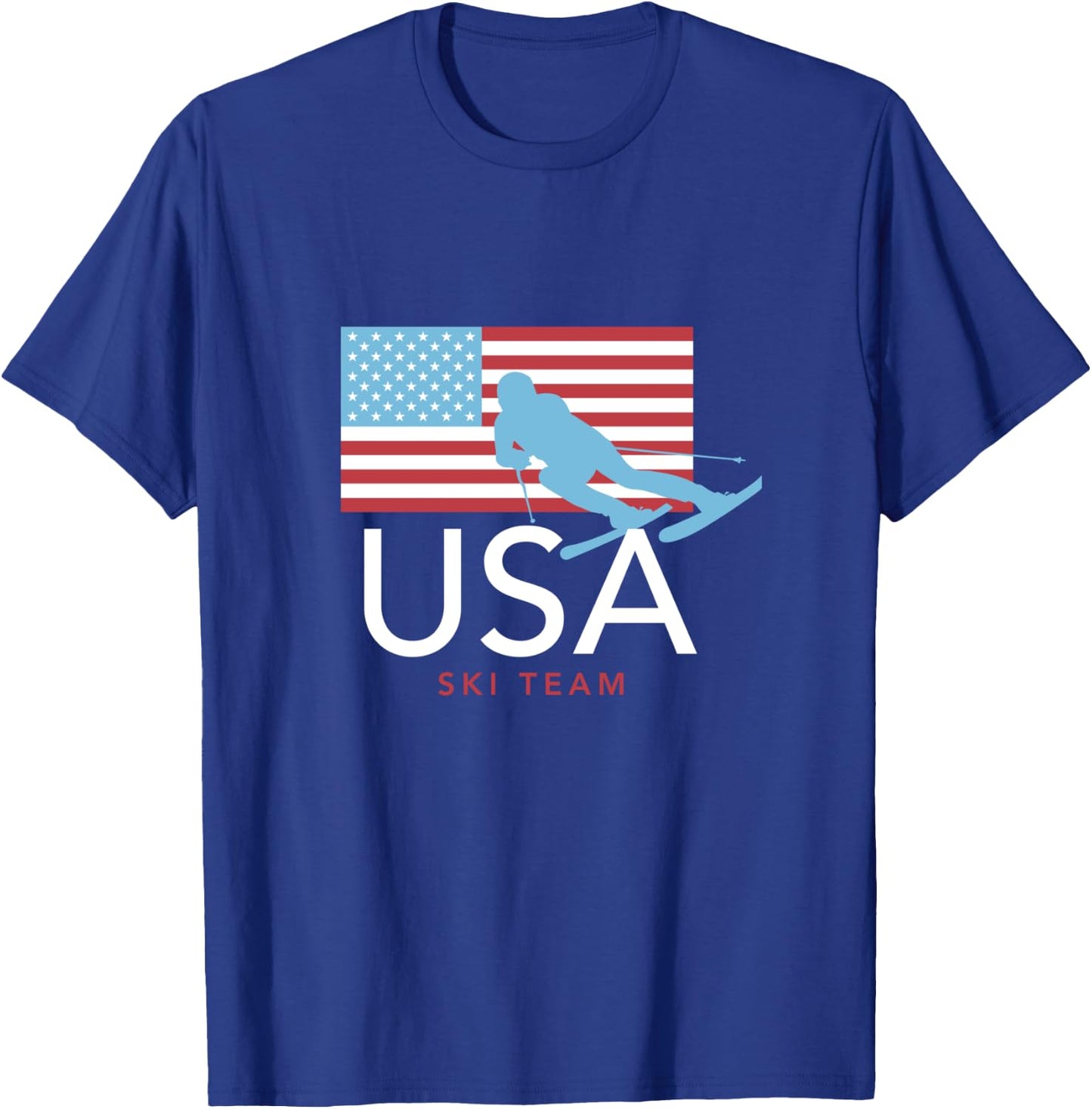 USA Ski Team American Flag : Winter Sports Games T-Shirt - T-Shirt | Royal