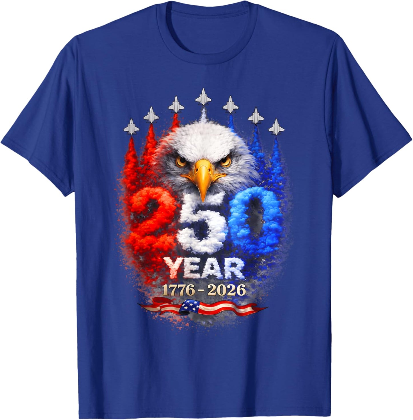 250th Anniversary 1776 2026 Patriotic Vintage American Flag T-Shirt - T-Shirt | Royal