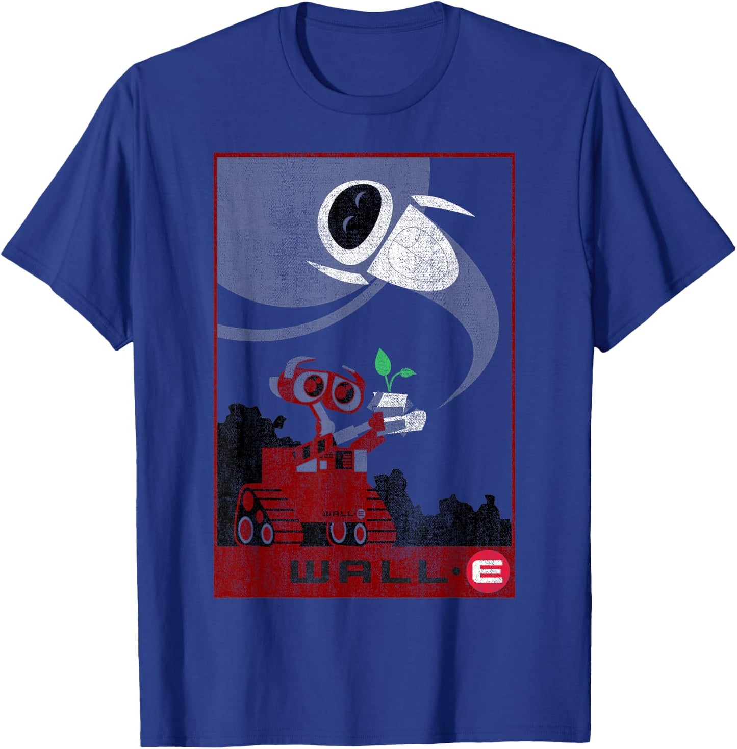 Disney Pixar WALL-E & EVE Vintage Plant Sprout Travel Poster T-Shirt - T-Shirt | Royal