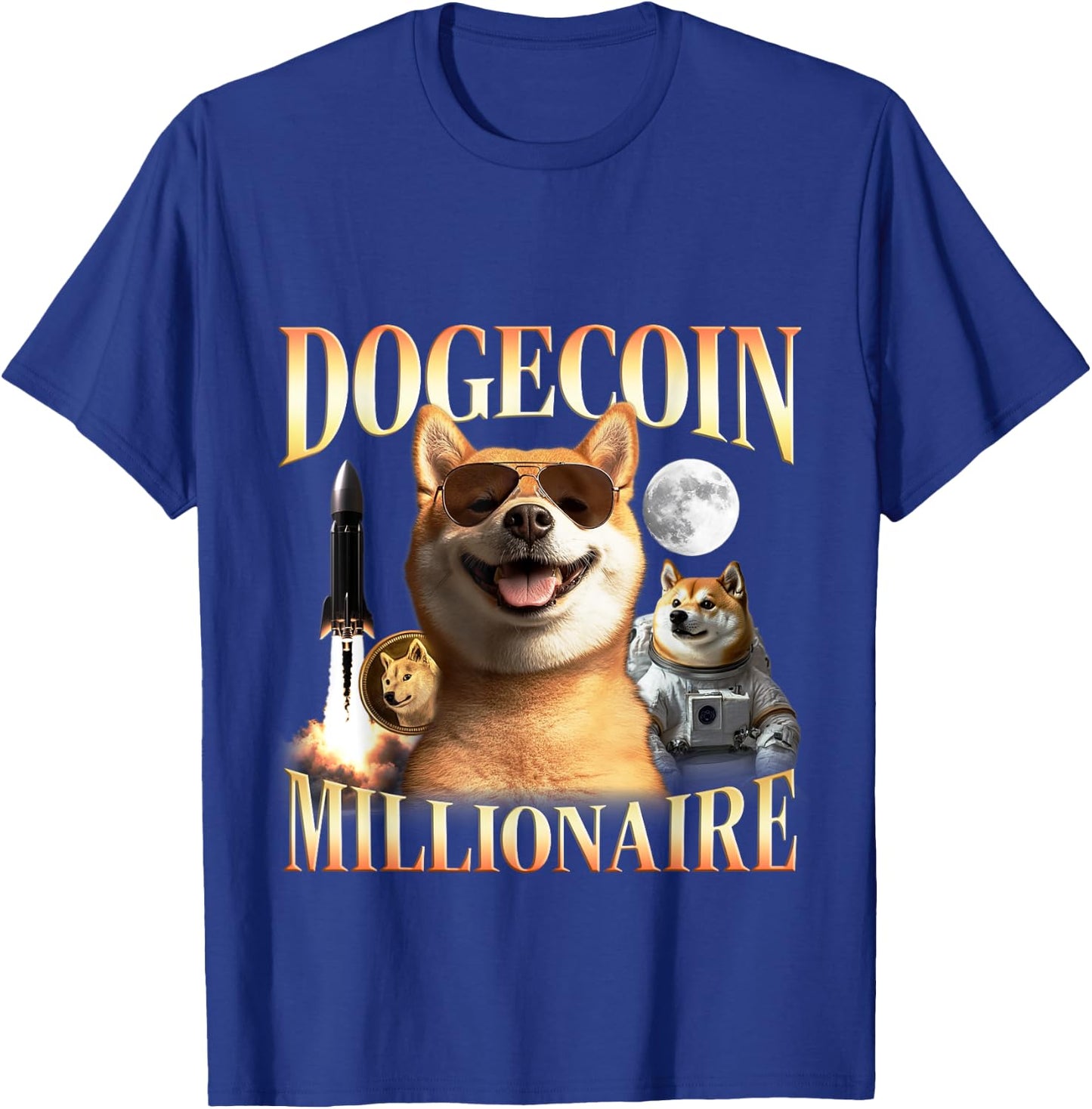 Doge Coin Millionaire - DOGE Coin To The Moon Designs T-Shirt - T-Shirt | Royal