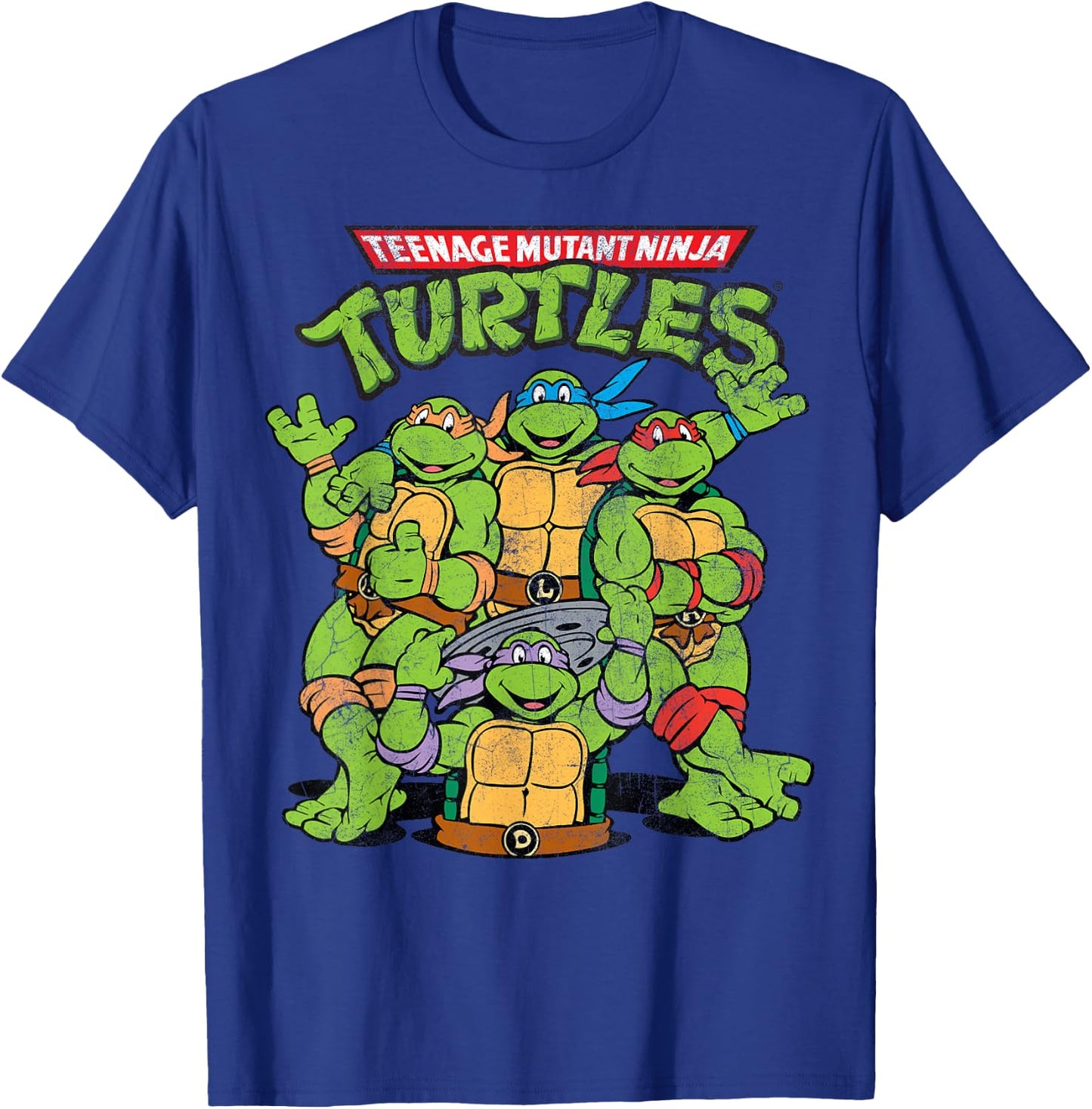 Teenage Mutant Ninja Turtles Classic Retro Logo Short Sleeve -Shirt T-Shirt - T-Shirt | Royal