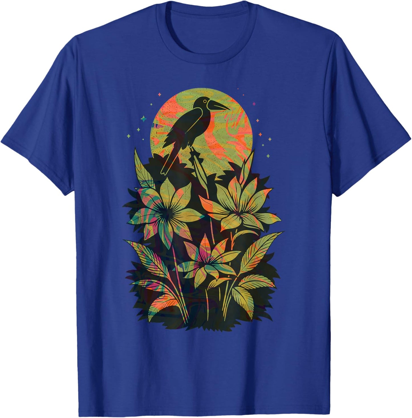 Cute Exotic Bird Lover Paint Swirl Bird Of Paradise Flower T-Shirt - T-Shirt | Royal