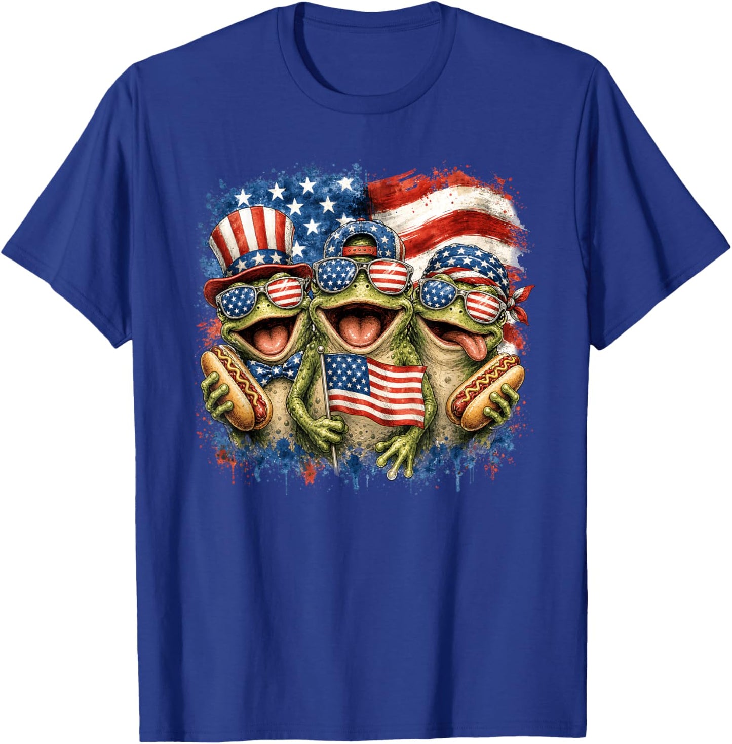 Patriotic Frog American Flag 4th of July T-Shirt - T-Shirt | Royal