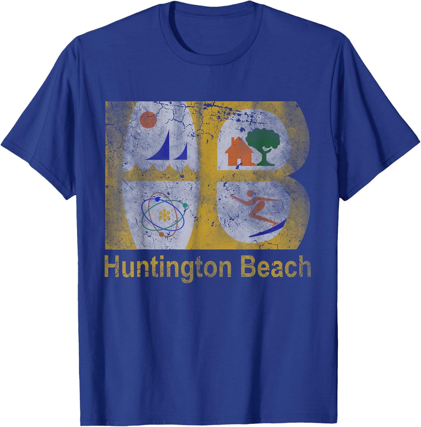 Huntington Beach Flag California Home Love Family Vacation T-Shirt - T-Shirt | Royal