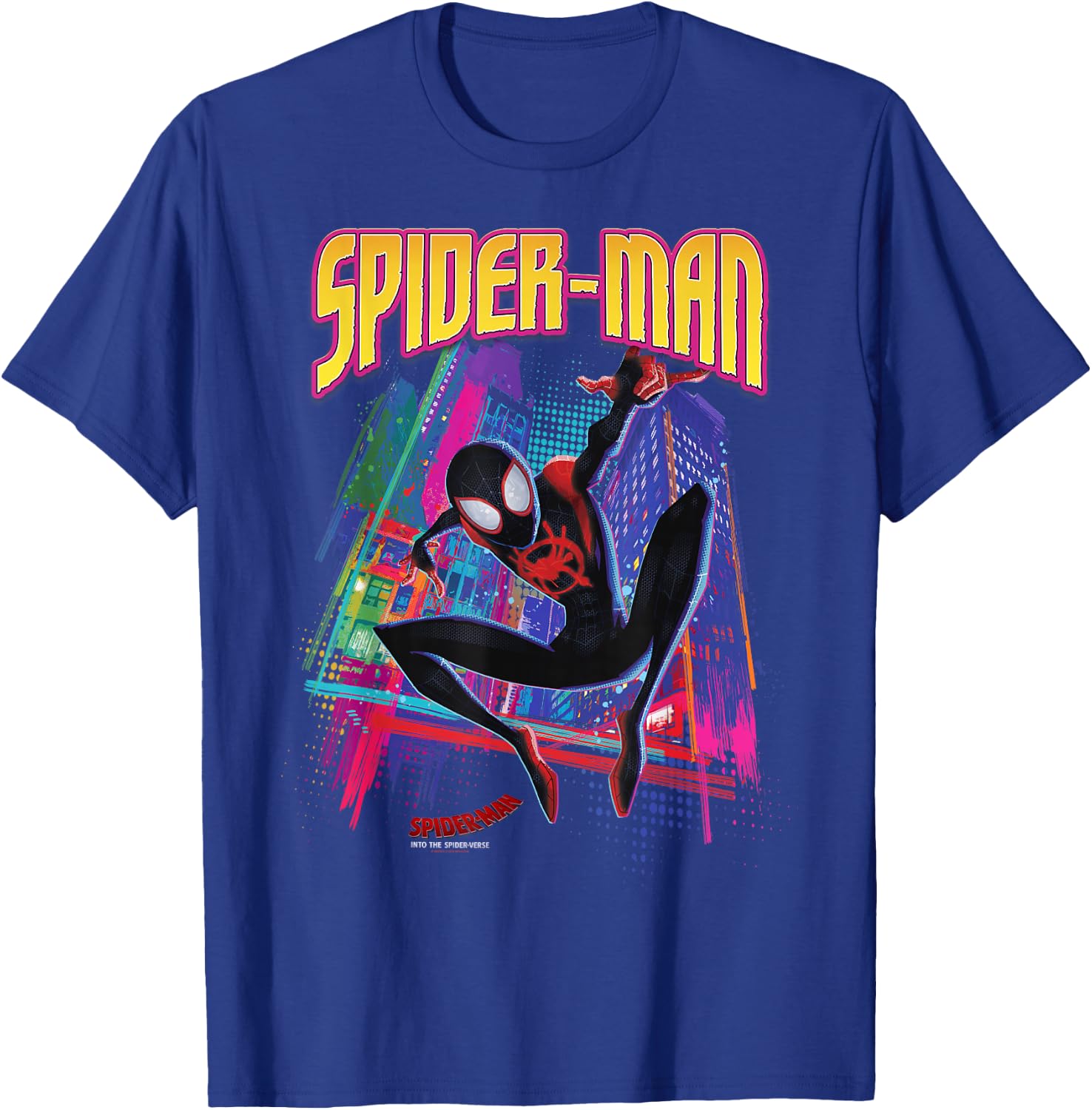 Marvel Into The Spider-Verse Neon Skyline T-Shirt - T-Shirt | Royal
