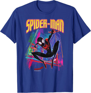 Marvel Into The Spider-Verse Neon Skyline T-Shirt - T-Shirt | Royal