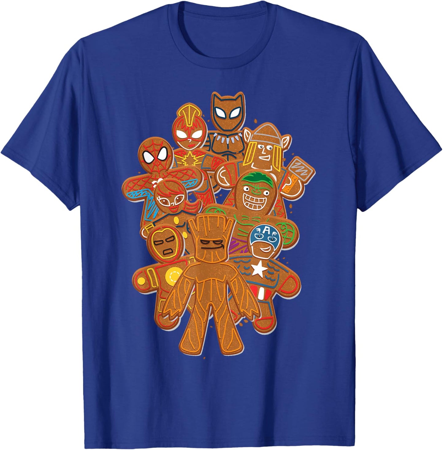 Marvel Avengers Gingerbread Cookie Cluster T-Shirt - T-Shirt | Royal